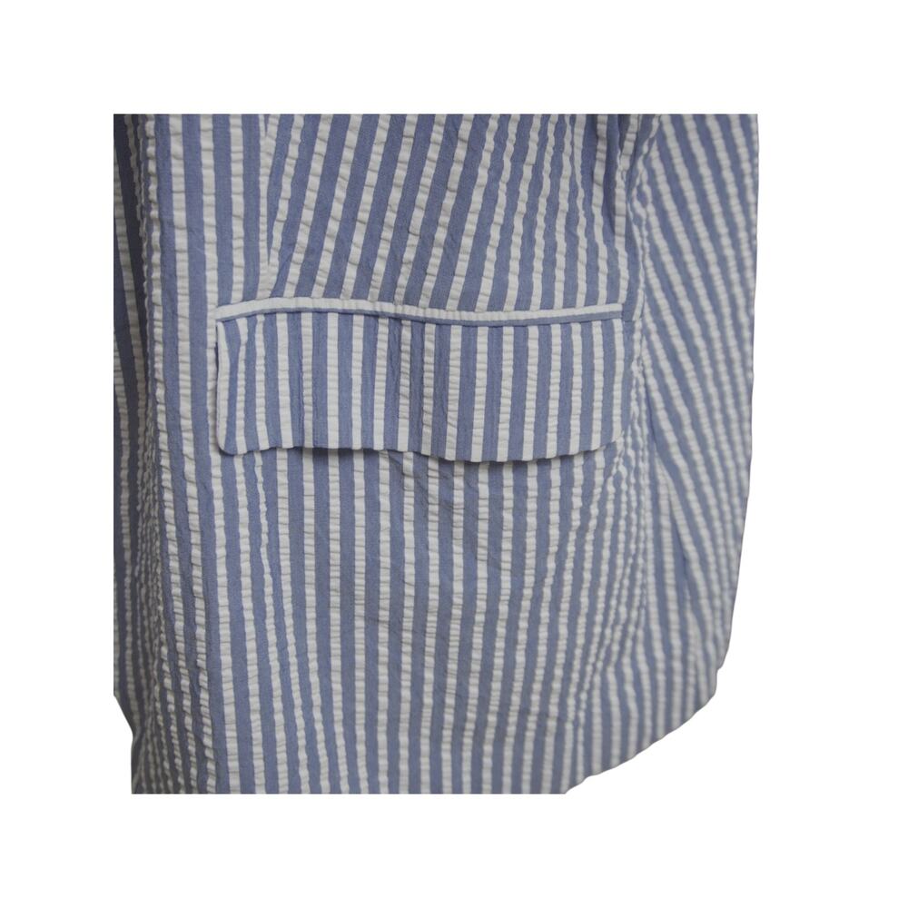 ELLE Seersucker Blazer Women XXL Blue White Stripe Tie Sleeve Nautical Jacket - Picture 5 of 12